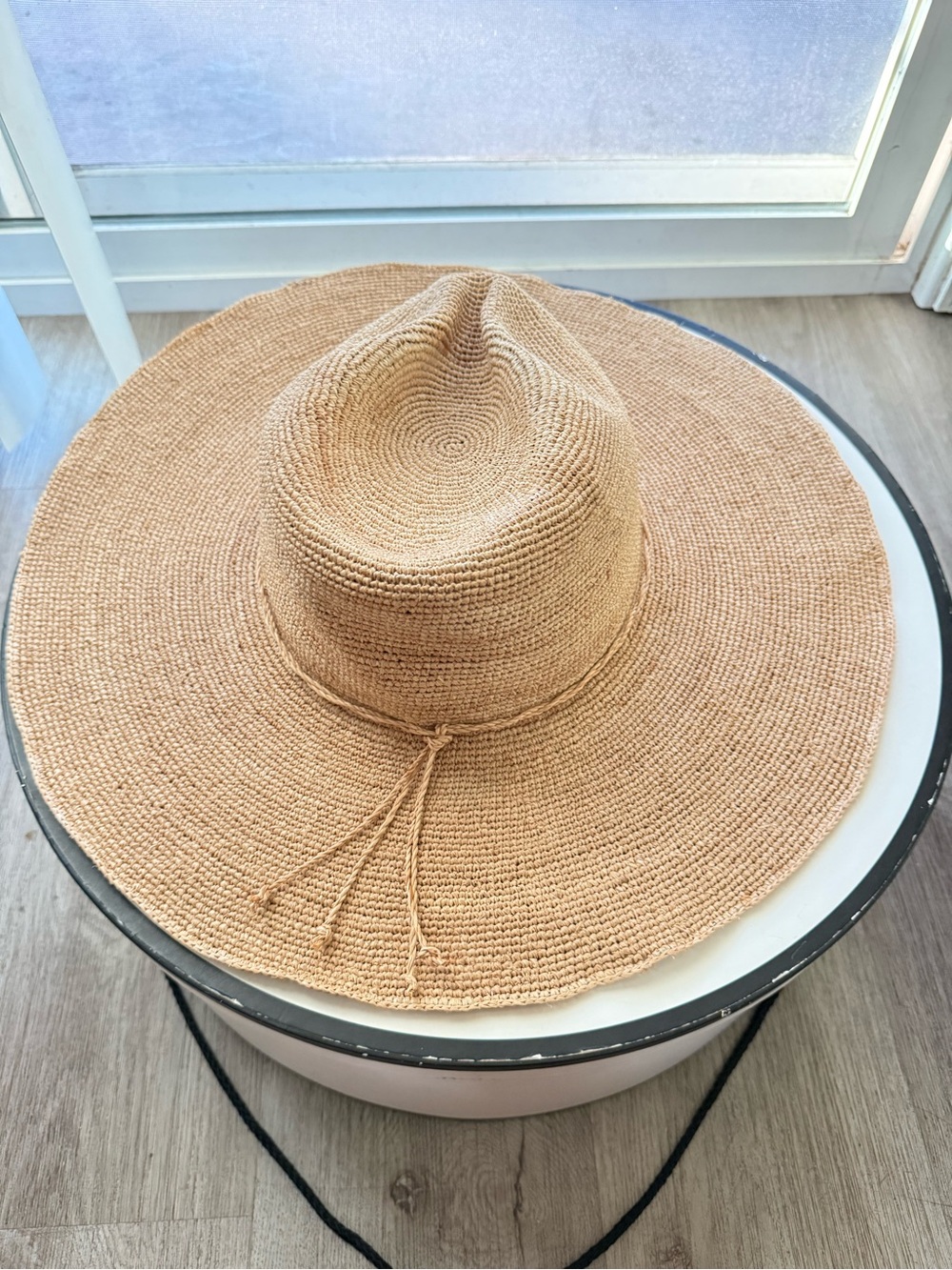 lack of color drift tan oversized wide brim fedora raffia straw sun hat size XL - Picture 4 of 7